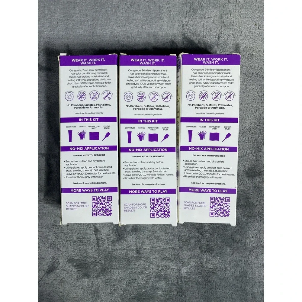 L'Oreal ColoRista Semi Permanent Lot of 3 Vegan Hair Dye Color Metallic Orchid04